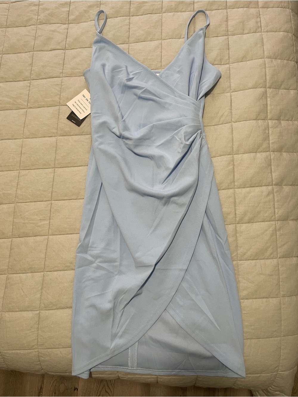 Blue Ruched Bodycon Dress - Picture 4 of 10